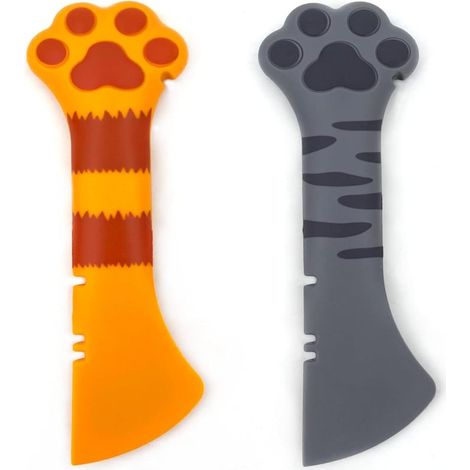 Juego de 2 cucharas para comida de perro y gato, espátulas/cucharas de silicona con forma de pata, ideales para abrir latas y mezclar comida húmeda. (1/5)