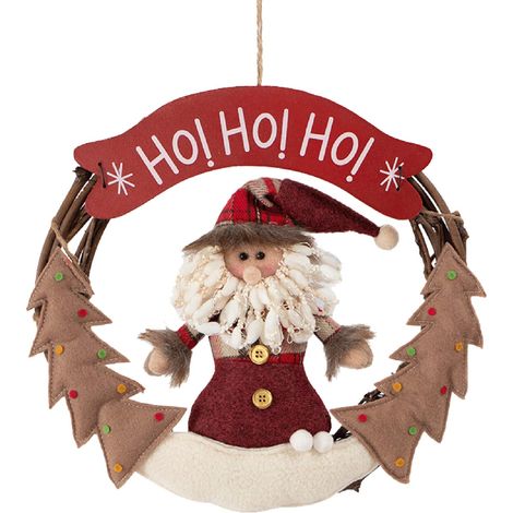 Rebecca Mobili Ghirlanda Decorazione Porta Natale Poliestere Mdf Rosso 32x34x4 (1/5)