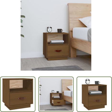 vidaXL Rangement -  Table de chevet Marron miel 40x34x45 cm Bois de pin massif (1/5)