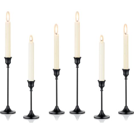 Kerzenständer Metall Stabkerze Hochzeit Tischdeko 2 Set 6 PCS Schwarz (1/5)