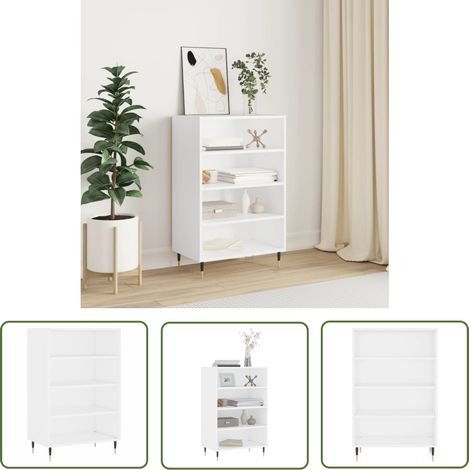 The Living Store Buffet haut blanc 57x35x90 cm bois d'ingénierie - Buffet Design Moderne - Meuble Rangement Cuisine - Armoire Blanche - Commode Élégante - Étagère Ouverte (1/5)