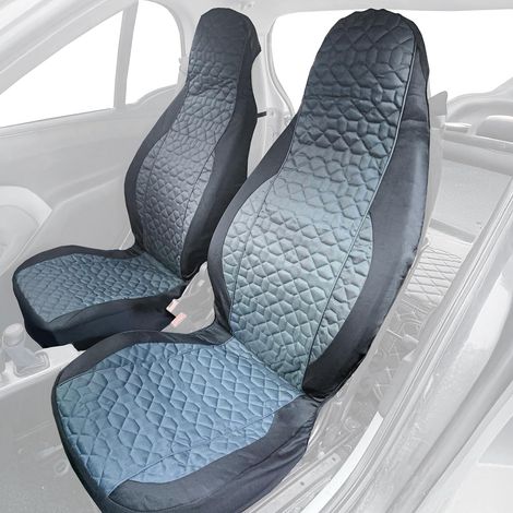 Lupex Shop - Coprisedili universali per auto, coppia anteriore, Tessuto in Gambardina, poggiatesta integrato (Grigio con linea Grigia ) (1/5)