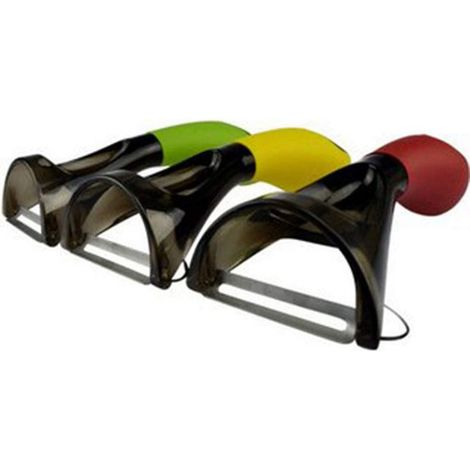 Pelapatate Lama orientabile con Punta Laterale sbuccia e Pela Verdure e Carote Foro con Base raccogli bucce Manico Silicone Antiscivolo sbucciatore