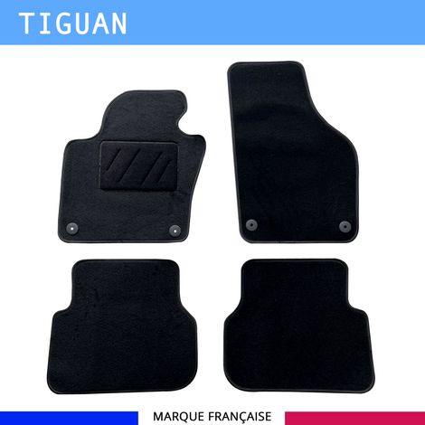 Tapis de sol voiture - Sur mesure pour  Volkswagen TIGUAN (10/2007-03/2011) - Moquette Antidérapante - Clips et Scratch - 4 pièces