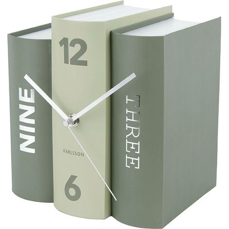 Karlsson Orologio da Tavolo Trompe-l'œil Libro Verde Design