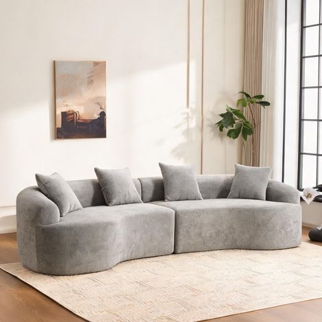 Canapé d'angle modulable en tissu gris 4 places 275 x 115 x 63 cm (1/5)