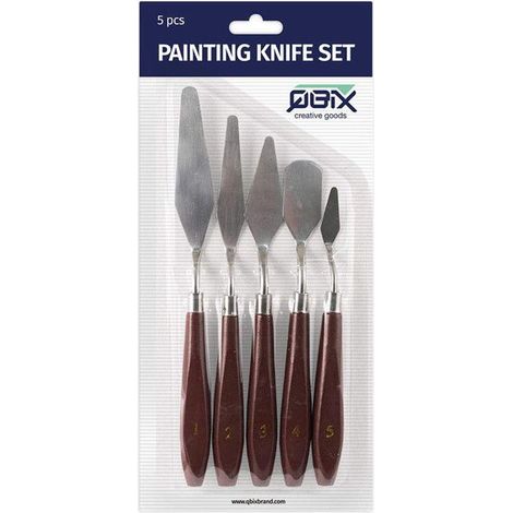QBIX Ensemble de couteaux à peinture - 5 outils de peinture à couteaux à palette (1/4)