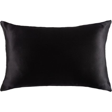 1 Taie d'oreiller en soie double face avec fermeture éclair invisible - Noire - 51 x 66 cm (20 x 26 pouces)