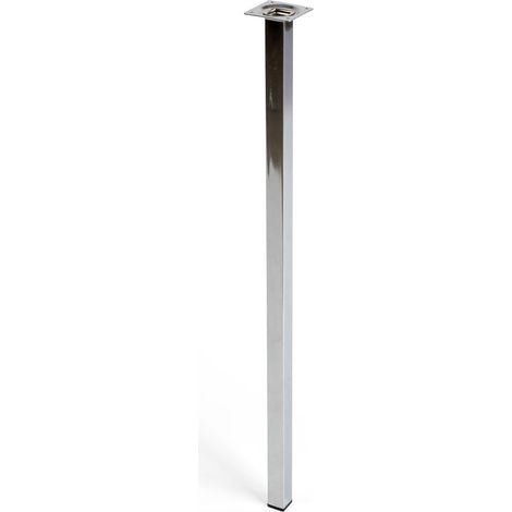 Pata de acero cuadrada con una altura de 700 mm y acabada en cromo brillo. Dimensiones: 25x25x700 mm -