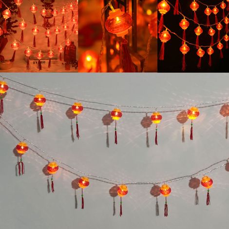 Lanternes rouges LED pour le Nouvel An, décorations de fête en forme de nœud chinois, lumières colorées et clignotantes, boîtier à piles, lanterne à pompon de 4 cm de diamètre, fonctionne sur piles, 3 (1/5)