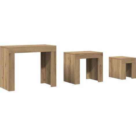 Maison Exclusive - Mesas de centro apilables 3 uds madera ingenie