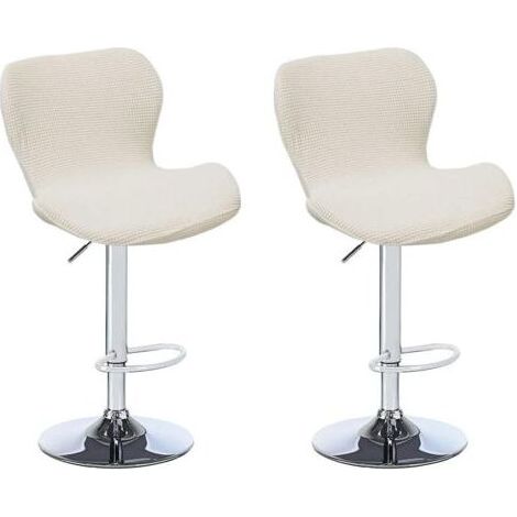 2er-Set dehnbare, gebogene Barhockerbezüge, Barstuhlbezüge mit elastischer Rückenlehne, hohe Küchenhockerbezüge, Beige (1/5)