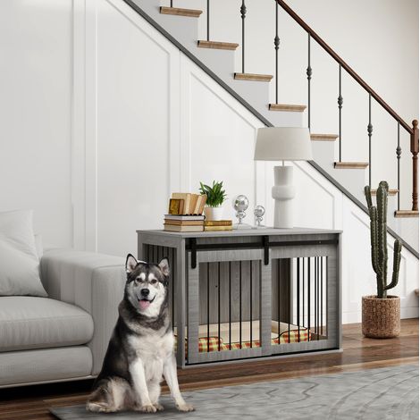 Jaula interior para perros con puerta corredera y cierre, gris 98 x 58 x 61 cm MODENUIT (1/4)