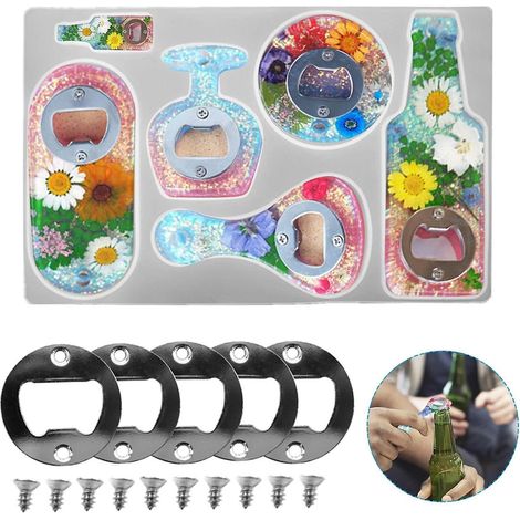 Kit de moules en résine pour ouvre-bouteille, tire-bouchon à vin, moule en époxy et silicone, ouvre-bouteille à clé, moule en époxy avec (1/5)