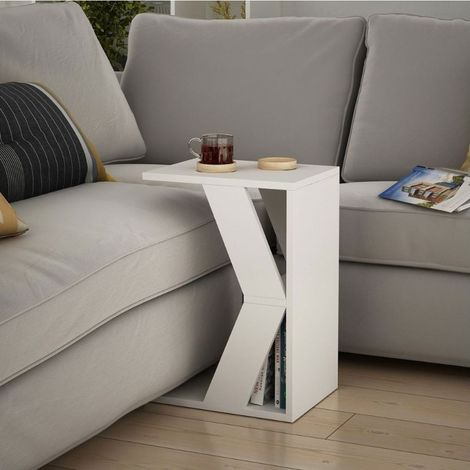 Tavolino da divano porta computer 30x57h colore bianco - Naze (1/3)