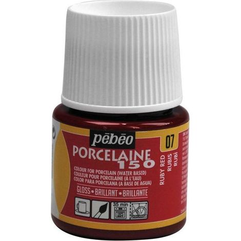 Peinture porcelaine - Pébéo - 150 Brillant Rubis N°07 - Flacon 45ml - Couleurs brillantes - Cuisson 150°C (1/4)