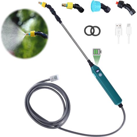 Pulvérisateur Électrique - Batterie 2000 mAh Rechargeable USB - 3 Buses Réglables - Barre Télescopique 22 à 60 cm - Pour Jardin Plantes Intérieures Désherbage Nettoyage - 1 Pièce (1/5)