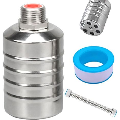 1/2" Automatic Float Valve, Fully Automatic Stainless Steel Float Valve, Swimming Pool Valve with 30cm Threaded Hose for Water Tanks, Swimming Pools, Water Towers (1/5)