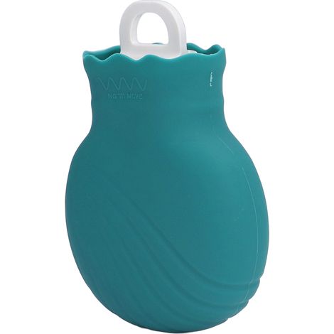Bouillotte à eau chaude 2ème génération, petite taille 245ml en silicone, housse polaire vert avec motif cartoon, coussin chauffant antiexplosion, sac d'eau chaude et poche de glace. (1/5)