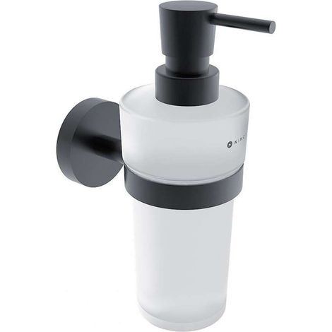 Nimco Unix - Dispenser di sapone liquido con supporto, vetro opaco/nero opaco UNC 13031W-T-90 (1/2)