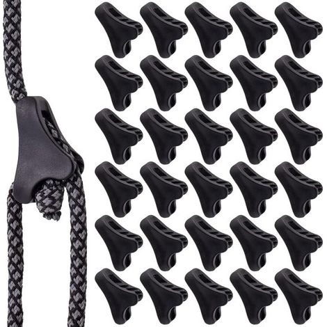 Juego de 30 tensores de cuerda para tiendas de campaña，ajustadores de cuerda，aptos para tiendas de campaña y lonas，para paracord de 0,8 cm，negro (1/2)