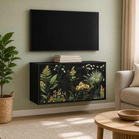 vidaXL Wall-mounted TV Cabinet RHENEN 69 x 33 x 40 cm Black Oak (1/5)
