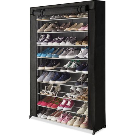 FACILITYS - Mueble estantería para zapatos con funda - 30 pares Negro (1/5)