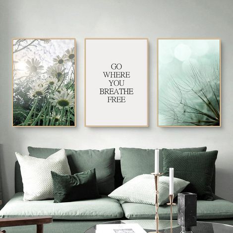 Poster 3teiliges Aesthetic See Wald Blume Wanddeko A 30x40cm (1/5)