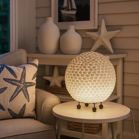 Lampe de table coquillage salon et chambre éclairage boule design lampe blanche dans un ensemble comprenant des ampoules LED