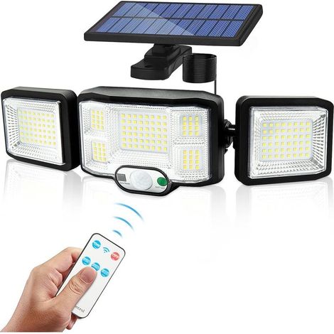 Applique murale solaire extérieure à 3 têtes, 192 LED, détecteur de mouvement, projecteur de sécurité étanche IP65, lampe solaire [Classe énergétique A+++] (1/5)