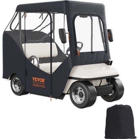 VEVOR Copertura per Carrello da Golf, Copertura per Carrello da Golf in Poliestere 600D con Finestre Trasparenti su 4 Lati, Coperture per Auto 4 Passeggeri, Copertura per Carrello Esterno Antipolvere