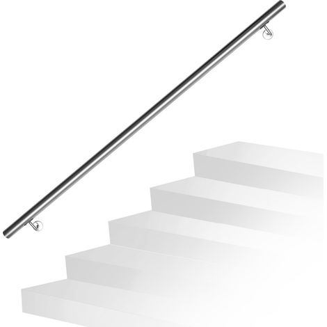 SWANEW Edelstahl Handlauf 50 - 200 cm Treppengeländer Innen &Außen Geländer Wandhandlauf für Treppe aus Edelstahlrohr V2A, Mit Montagematerial, Länge: 150 cm