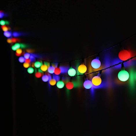 Solar-Lichterkette, 100 LEDs, 12 m, für den Innen- und Außenbereich, wasserdicht (IP65), 8 Leuchtmodi, leuchtende Kugeln, hübsche Dekoration für Weihnachten, Partys, Gärten, Terrassen und Balkone