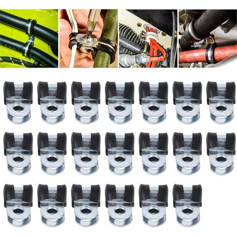 Colliers de serrage en acier inoxydable 304 avec bandes de caoutchouc, colliers de serrage de type R, colliers de serrage pour tuyaux et clips de fixation de tuyaux (8 mm). (1/5)