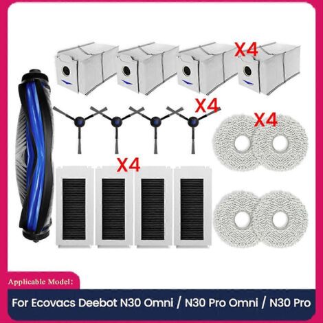 Kit d'accessoires pour aspirateur Ecovacs Debot N30 OMNI / N30 PRO OMNI : pièces détachées, brosse latérale principale, filtre HEPA, taille M