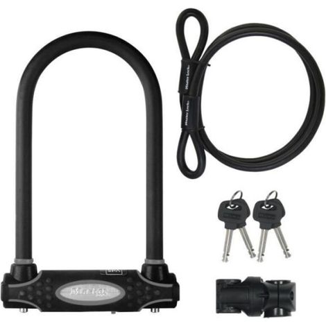 Antivol en U MASTER LOCK avec câble [Clé] [Fixation universelle pour vélo] [Antivol certifié] 8274EURDPRO - Idéal pour vélos, vélos électriques, VTT et plus encore (1/5)