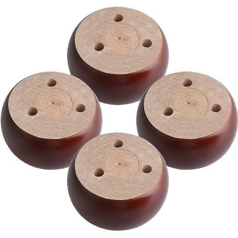 Verstellbare Schrankfüße, 4 Stück, weiße Holzmöbelfüße mit Kugelfüßen inklusive 12 Schrauben, runde Kugelfüße als Ersatzteil für Holzsofas (Farbe: Weiß, Größe: 2-2 Zoll – Rotbraun)