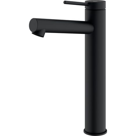 BERNSTEIN - Miscelatore lavabo alto, acciaio inox, design nero opaco, getto delicato e risparmio idrico - 4x26x17cm (LxAxP) - VIREO	Nero opaco