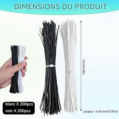 Serres-Câbles Plastiques Noirs et Blancs, Attaches pour Fils, Jardinage, Emballage et Rangement (1/4)