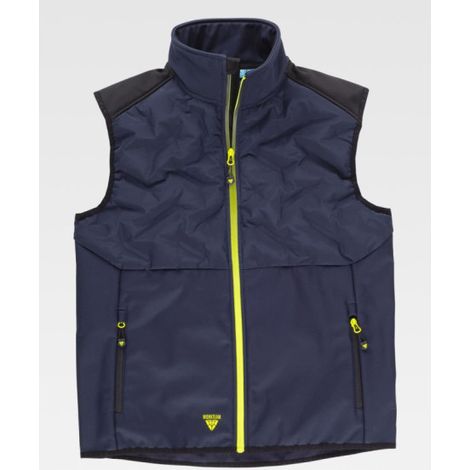 Chaleco acolchado combinado con tejido Workshell WF3026 WORKTEAM L Marino+Negro+Amarillo Fluor (1/3)