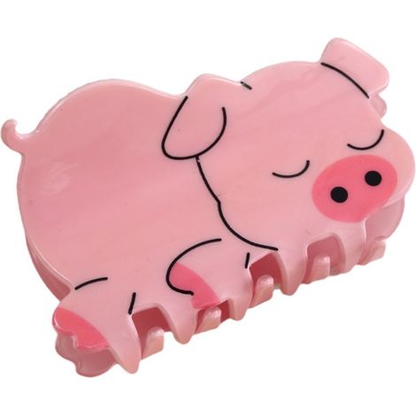 Pince À Cheveux Animal - Pince En Acrylique Pour Documents Et Petits Objets - Forme Dinosaure Chat Cochon - Usage Quotidien Et Bureau - Lot De 1 (1/5)