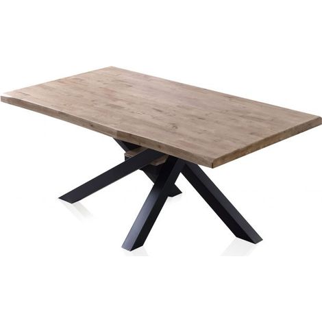 Mesa de comedor Xena Fit 180 Roble Honey - Negro 100cm (ancho) x 76cm (alto) (1/5)