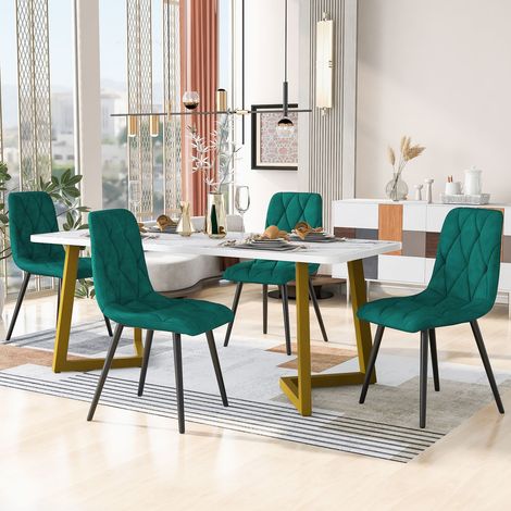 Ensemble table et chaises 120x70, design moderne table cuisine et chaises, rembourrage confortable, structure métal (1/5)
