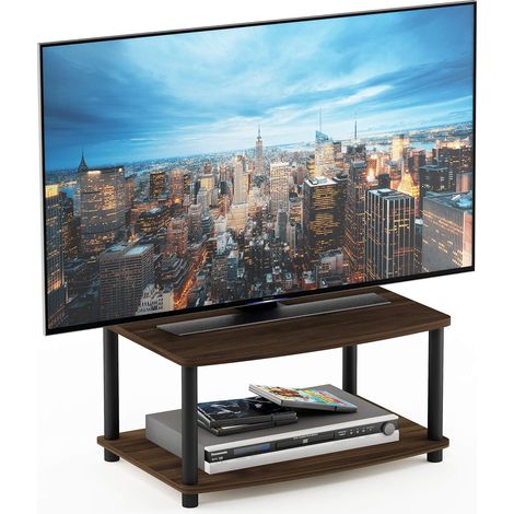 Meuble TV surélevé à 2 Niveaux, Noyer/Noir, One Size (1/5)