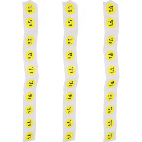 Lot de 30 stickers NFC jaunes, 504 octets, programmables, compatibles TagMo et Amiibo (1/5)