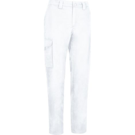 Pantalón de trabajo multibolsillos, en tejido sarga puntos reforzados VALENTO ORION L Blanco