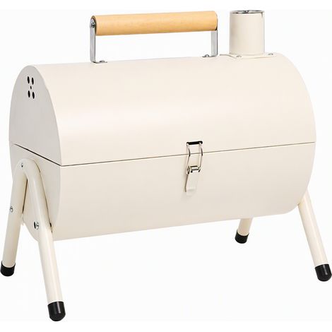 Barbecue portable blanc avec plaque de cuisson incluse pour l'extérieur (1/5)