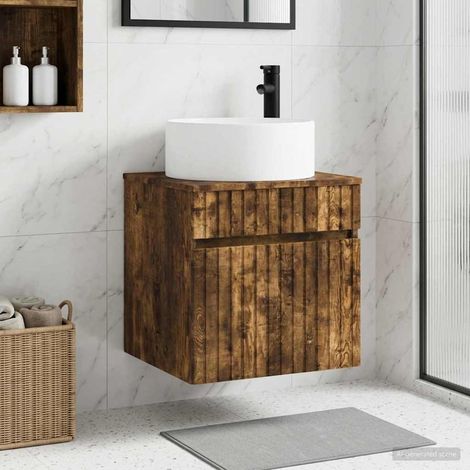vidaXL Mobile lavabo da parete Rovere Fumo 49 x 44,5 x 65,5 cm