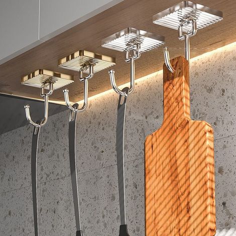 Bohrfreie Haken, extrem starke selbstklebende Wandhaken, hinterlassen keine Spuren, universell einsetzbar für Küchen, Badezimmer und Toiletten, transparent, champagnerfarben. (1/5)