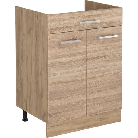 Mobiletto base cucina R-Line, Sonoma/Rovere dorato, 60 cm con cassetto senza piano di lavoro, Vicco (1/5)